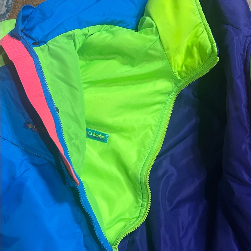 Vtg 80s 90s Columbia Ski Jacket 3 in 1  Snowboard Neon Pink Glow Coat men’s med. - Picture 8 of 9